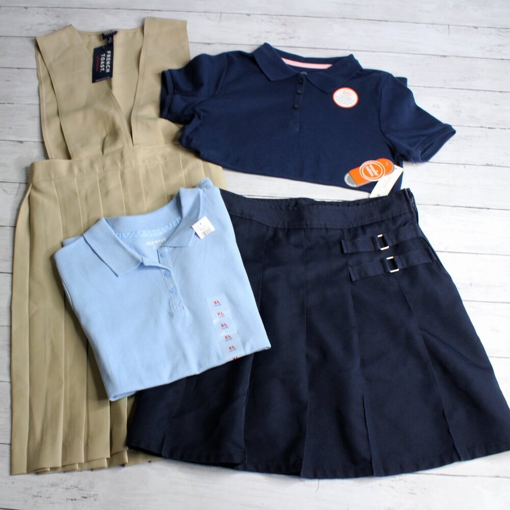 Girl's Pleated Jumper Skirt Polo Shirts Youth Size 14 School Uniform Lot